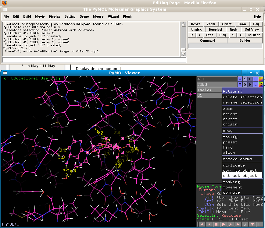 Shows the location of the "extract object" function in the Action menu