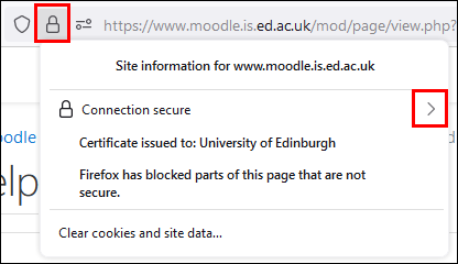 Location of the padlock icon